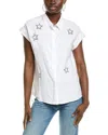 Elie Tahari Collared Linen-blend Top In White