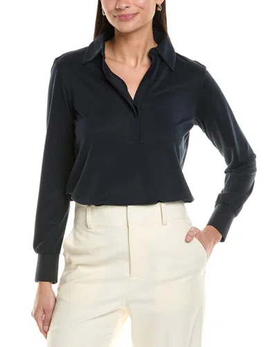 Elie By Elie Tahari 1/2-placket Collared Top In Blue