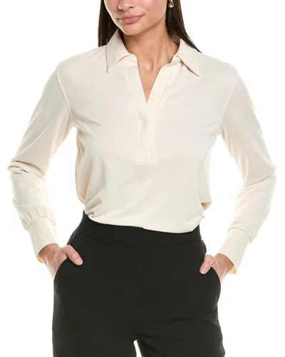 Elie By Elie Tahari 1/2-placket Collared Top In White