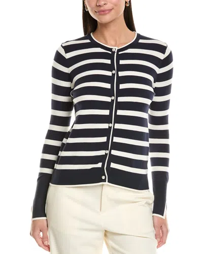 Elie By Elie Tahari Elie Tahari Button-up Striped Cardigan In Blue