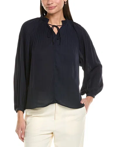 Elie By Elie Tahari Elie Tahari Pleated Tie-neck Blouse In Blue