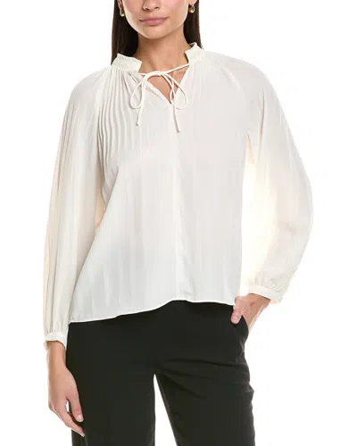 Elie By Elie Tahari Elie Tahari Pleated Tie-neck Blouse In White