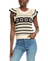Elie By Elie Tahari Flutter Sleeve Crochet Sweater