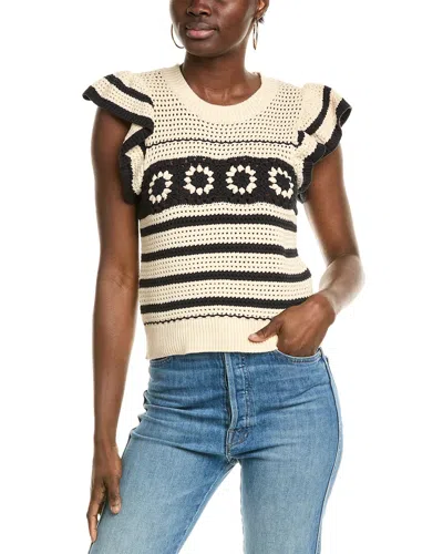 Elie Tahari Elie By  Flutter Sleeve Crochet Sweater