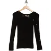 Elie Elie Tahari Asymmetric Neck Sweater In Black