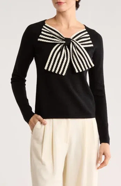 Elie Elie Tahari Bow Front Sweater In Black