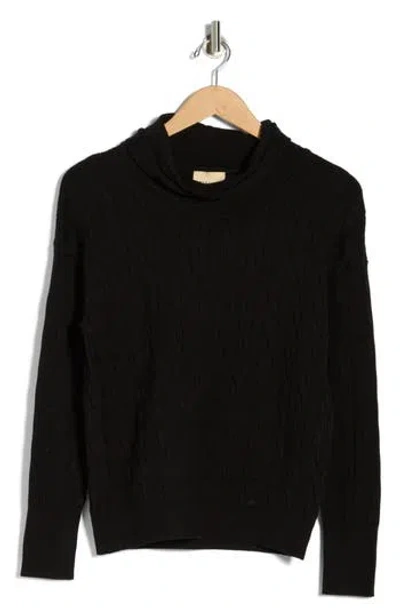 Elie Elie Tahari Cable Stitch Turtleneck Sweater In Black