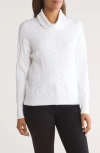 Elie Elie Tahari Cable Stitch Turtleneck Sweater In Snow Globe