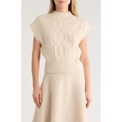 Elie Elie Tahari Cap Sleeve Cable Stitch Sweater In Neutral