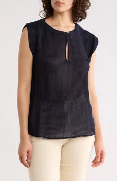 Elie Elie Tahari Cap Sleeve Shirred Top In Blue