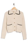 Elie Elie Tahari Contrast Trim Buttoned Cardigan In Multi