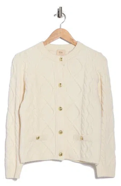 Elie Elie Tahari Crewneck Button Up Cardigan In Neutral