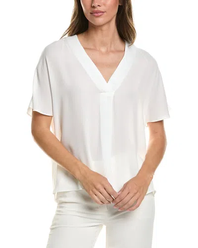 Elie Elie Tahari Elie By Elie Tahari V-neck Woven Top In White