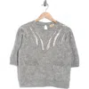 Elie Elie Tahari Embellished Short Sleeve Sweater In Gray