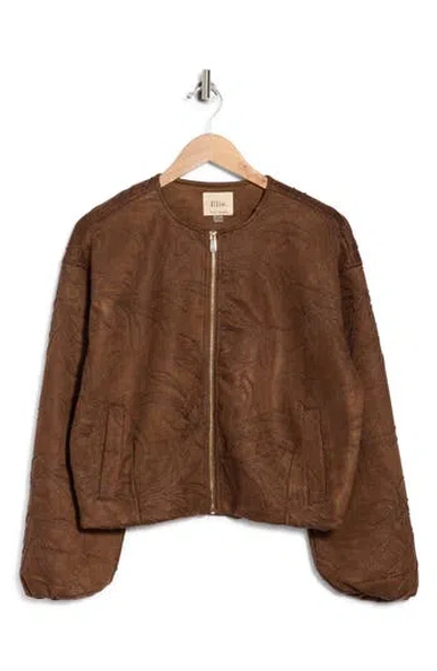 Elie Elie Tahari Embroidered Cropped Bomber Jacket In Yellow