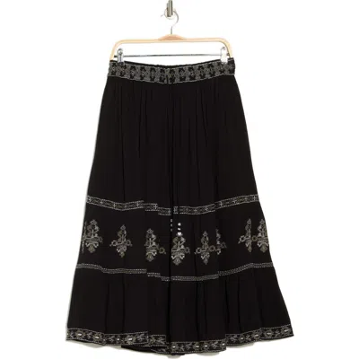 Elie Elie Tahari Embroidered Gauze Maxi Skirt In Black