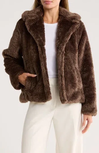 Elie Elie Tahari Faux Fur Snap Front Jacket In Brown
