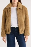 Elie Elie Tahari Fleece Bomber Jacket In Brown