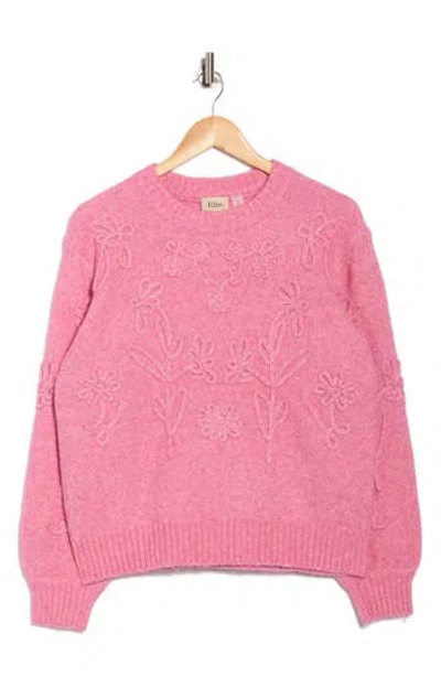 Elie Elie Tahari Floral Embroidered Crewneck Sweater