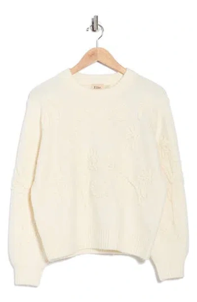 Elie Elie Tahari Floral Embroidered Crewneck Sweater In White