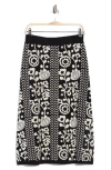 Elie Elie Tahari Floral Jacquard A-lined Sweater Skirt In Black