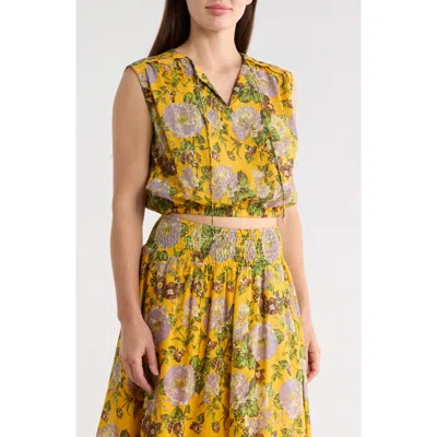 Elie Elie Tahari Floral Sleeveless Trim Top
