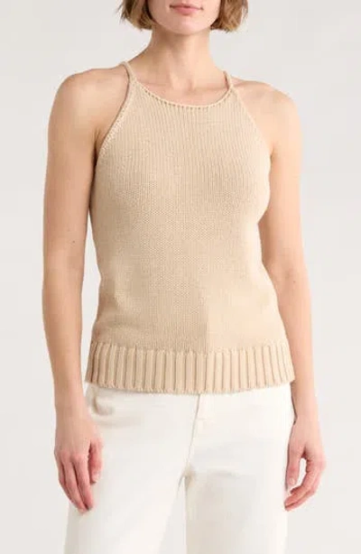 Elie Elie Tahari Halter Neck Sweater Tank In Sand