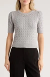 Elie Elie Tahari Jeweled Short Sleeve Sweater In Gray