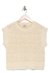 Elie Elie Tahari Lace Trim Cap Sleeve Sweater In Ivory/ivory