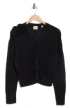 Elie Elie Tahari Metallic Rosette Cardigan In Black