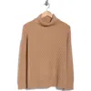 Elie Elie Tahari Mixed Cable Knit Turtleneck Sweater In Brown