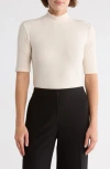 Elie Elie Tahari Mock Neck Rib Top In Brown
