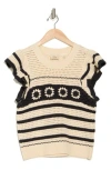 ELIE ELIE TAHARI ELIE ELIE TAHARI OPEN STITCH FLUTTER SLEEVE SWEATER