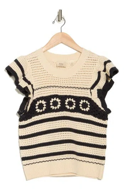 Elie Elie Tahari Open Stitch Flutter Sleeve Sweater