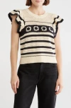 Elie Elie Tahari Open Stitch Flutter Sleeve Sweater In Multi