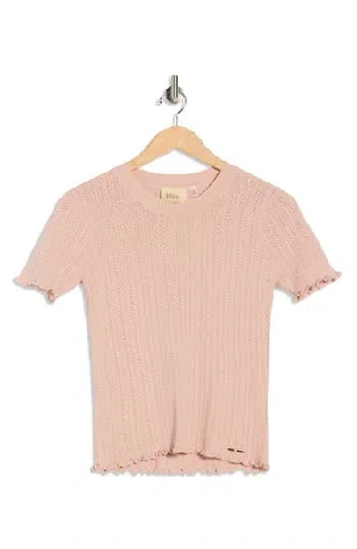 Elie Elie Tahari Pointelle Short Sleeve Sweater In Pink