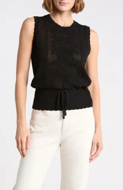 Elie Elie Tahari Pointelle Stitch Sweater Tank In Black