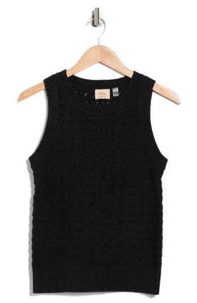 Elie Elie Tahari Pointelle Sweater Tank In Black