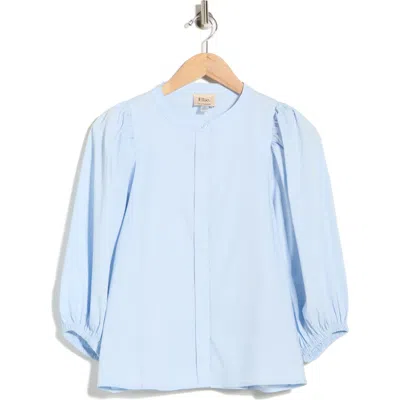 Elie Elie Tahari Puff Sleeve Button-up Top In Blue