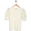 Shop Elie Elie Tahari Puffed Lace Sleeve V-neck Sweater