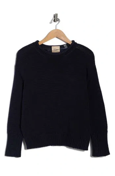 Elie Elie Tahari Rolled Neck Cotton Sweater In Blue