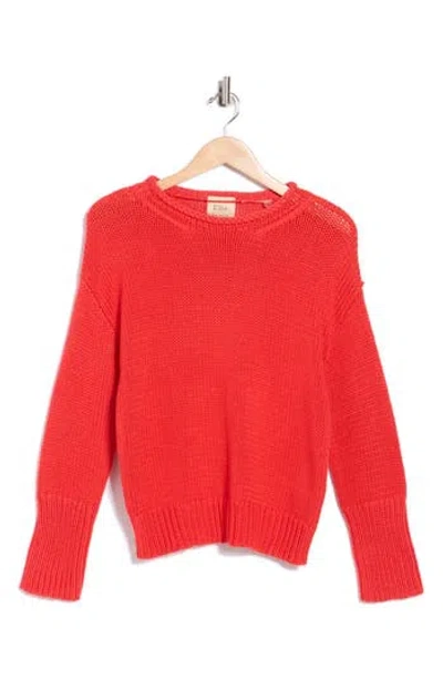 Elie Elie Tahari Rolled Neck Cotton Sweater In Red