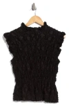 Elie Elie Tahari Ruffle Neck Sleeveless Peplum Top In Black