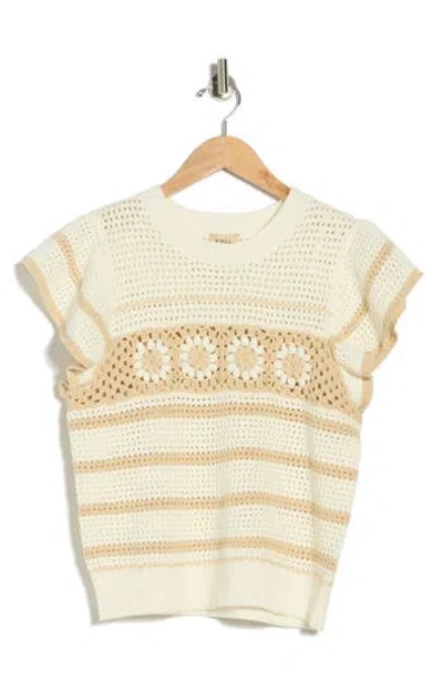 Elie Elie Tahari Ruffle Open Knit Sweater