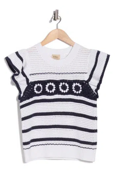 Elie Elie Tahari Ruffle Open Knit Sweater