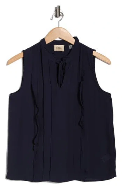 Elie Elie Tahari Ruffle Sleeveless Top In Blue