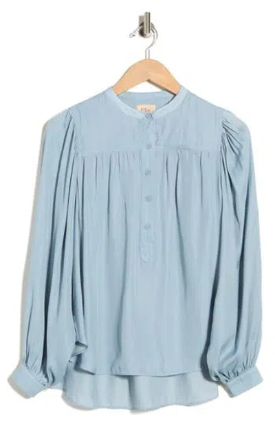 Elie Elie Tahari Satin Buttoned Top In Blue