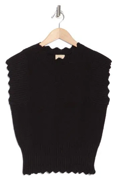 Elie Elie Tahari Scallop Edge Sweater In Black