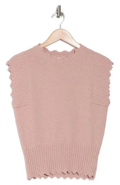 Elie Elie Tahari Scallop Edge Sweater In Dusty Pink