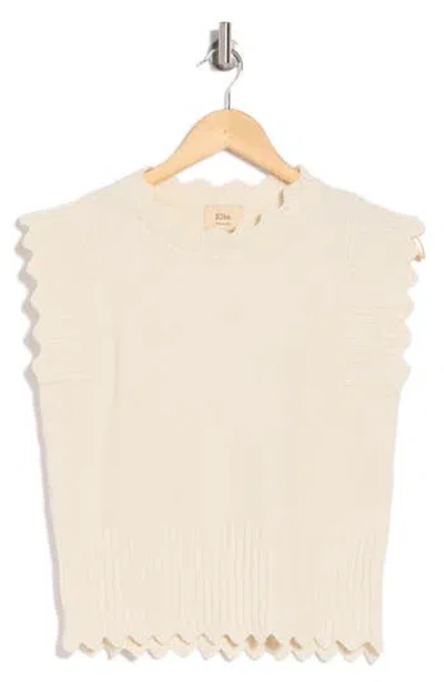 Elie Elie Tahari Scallop Edge Sweater In Ivory